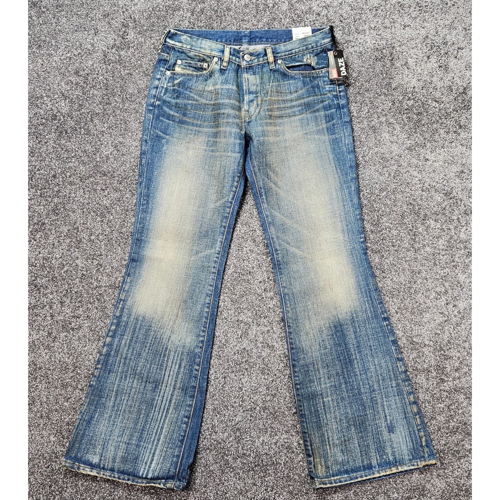 NWT Diesel Daze Jeans Women's 31x32 Blue Solid Bootcut Distressed Made in Italy